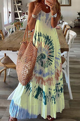 Ärmelloses Maxikleid mit Batikmuster